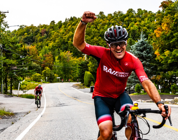 dave finishing a steep hill