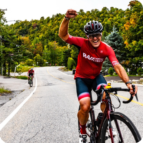 dave finishing a steep hill