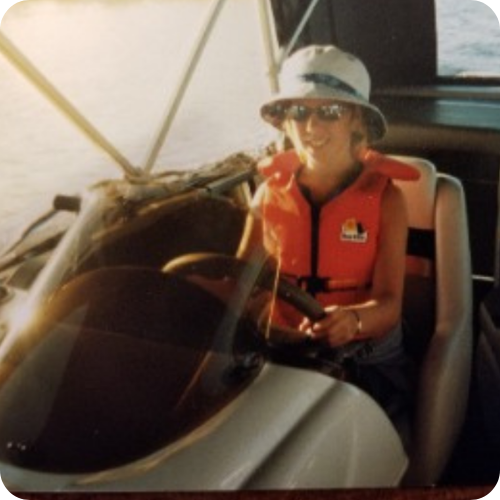 mikaela on a boat