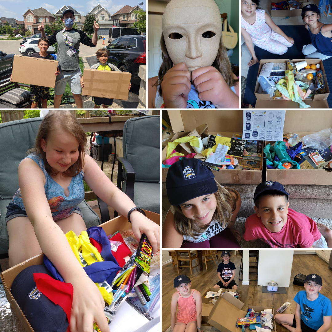 various pictures of campers enjoying camp kits