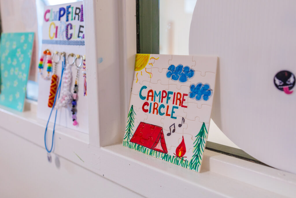 artwork made by campers in the hospital on display