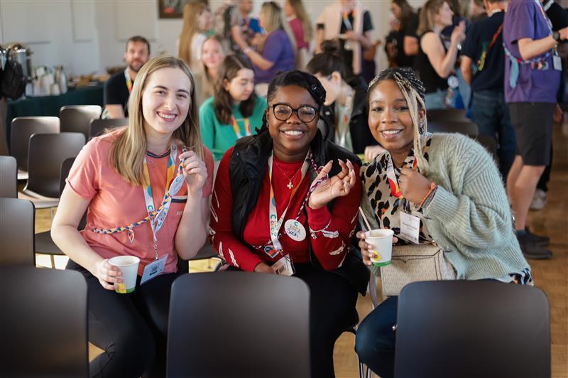 volunteers at camp event