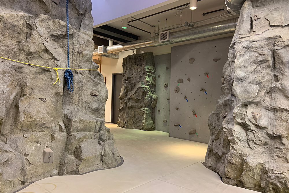 Rock wall area on first floor