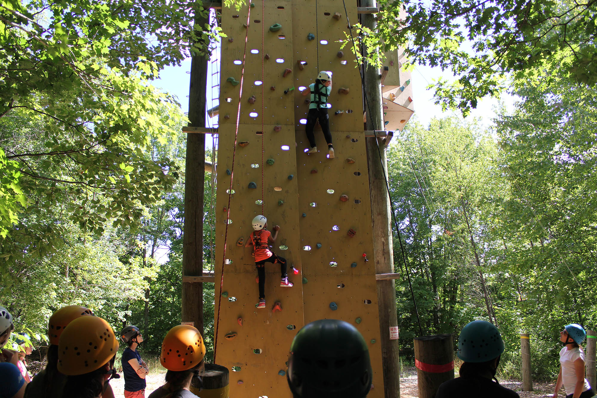 Campers clubbing the Outdoor Rock Wall