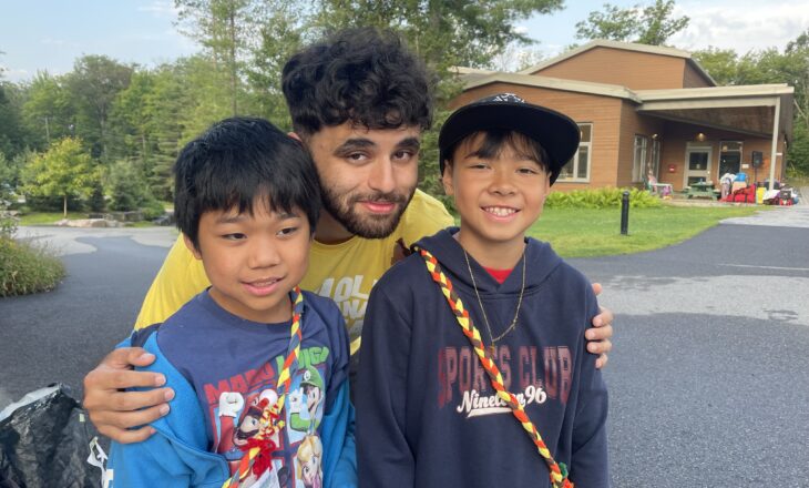 Sherry with campers at Campfire Circle Muskoka