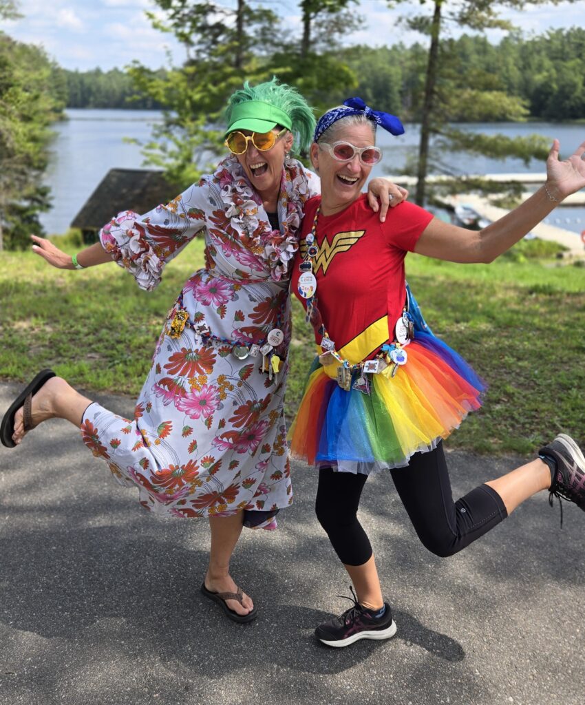 volunteers in costume at camp
